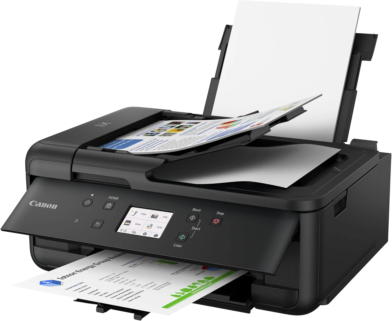IC-Office TR7650 Farbtintenstrahl Multifunktionsdrucker 4-in-1 (Drucken, Kopieren, Scannen, Faxen, ADF, WLAN, AirPrint) schwarz + 10 XXL Tintenpatronen