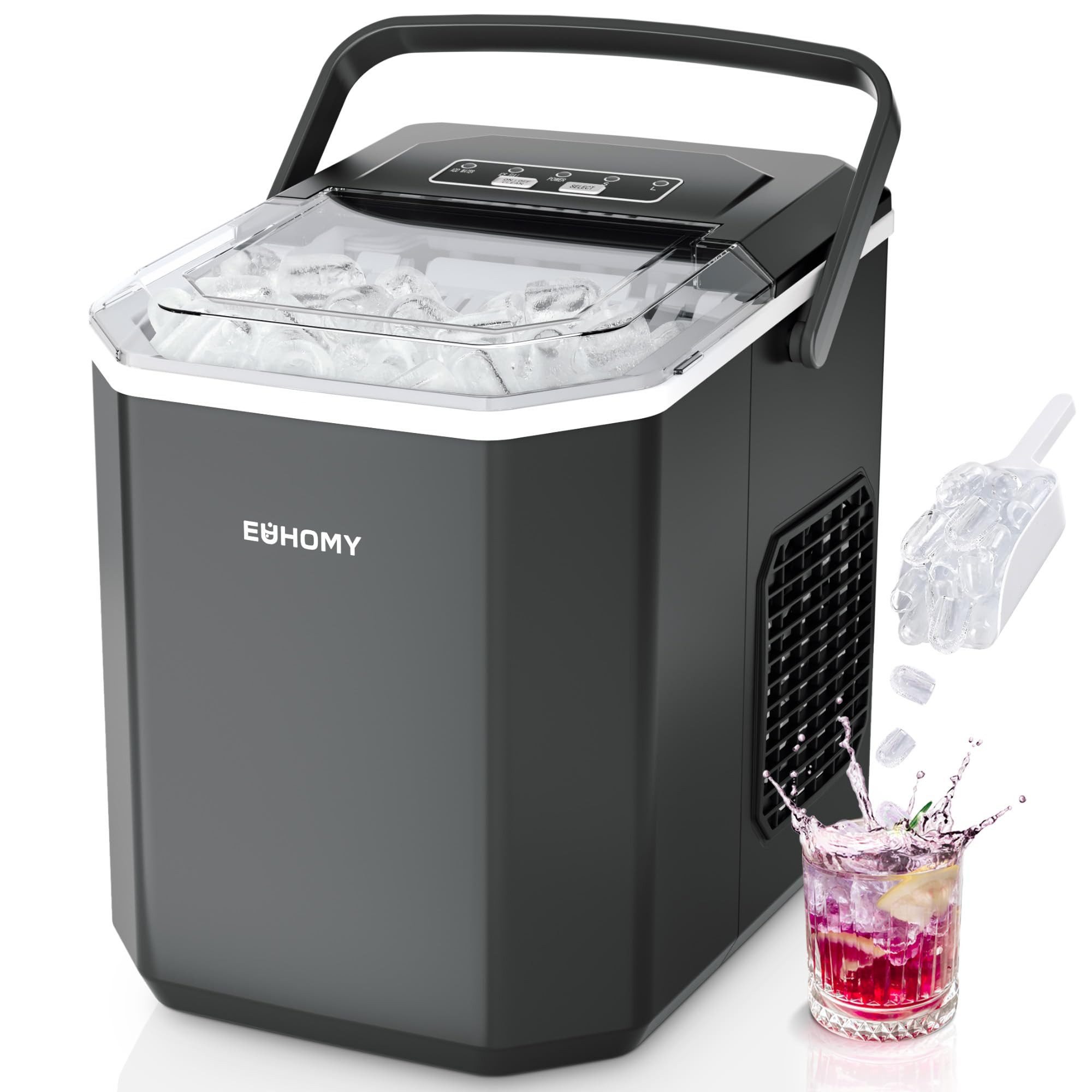 Eiswürfelmaschine 9 Würfel in 6 Minuten, Bullet-Eiswürfelbereiter, 2 Würfelgrößen