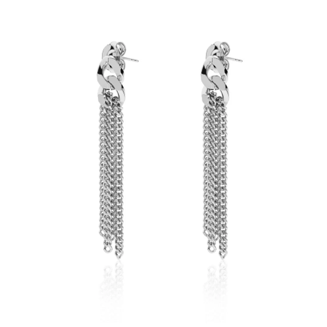 Orecchini Unoaerre pendenti maglie di catena grumetta argentati 2243