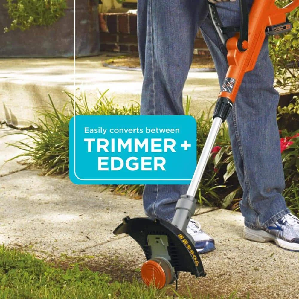 BLACK+DECKER 20V Cordless String Trimmer and Edger, 2Ah, Lithium Ion Battery Included