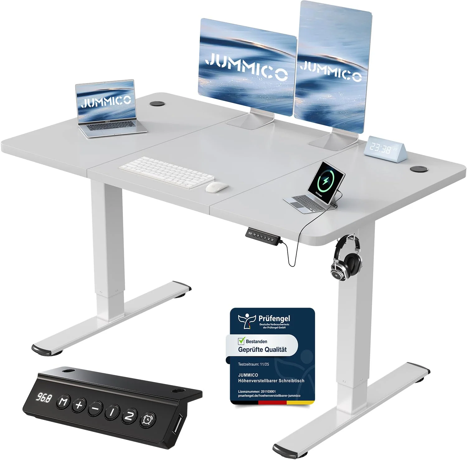 JUMMICO Elektrisch höhenverstellbarer Schreibtisch mit USB-Anschluss
