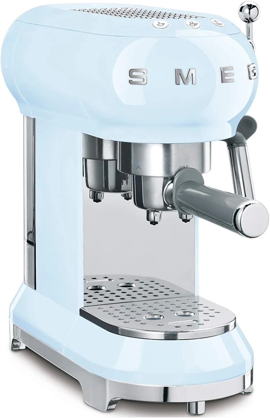 Smeg, ECF01WHEU Handmatige Espressomachine, Cappuccinosysteem, Thermoblock, grote bekerbehuizing en dubbele koffiefunctie, 1 L waterreservoir, compacte afmetingen, 1350 W, Wit