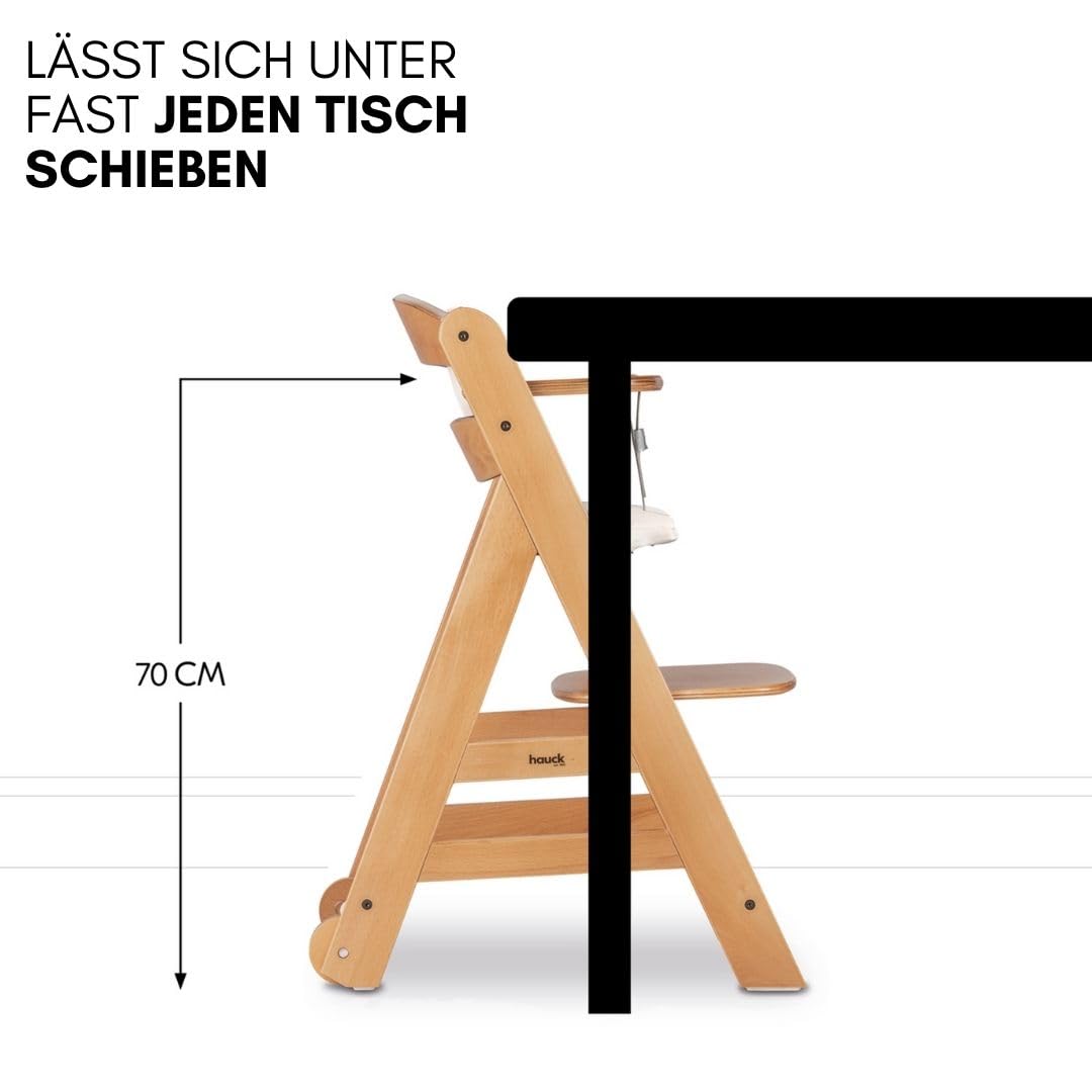hauck Hochstuhl Beta+ Newborn Set Deluxe - Babyhochstuhl Set ab Geburt mit Neugeborenen Aufsatz Bouncer, Sitzpolster und Essbrett - Natural