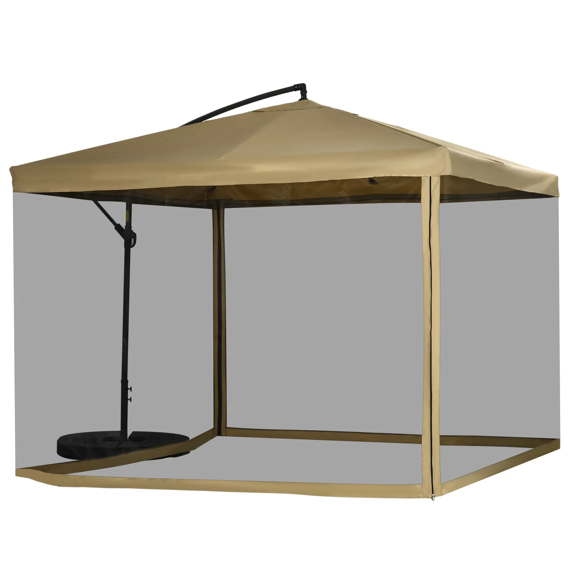 Outsunny Zweefparasol Tuinparasol met Klamboe Handslinger