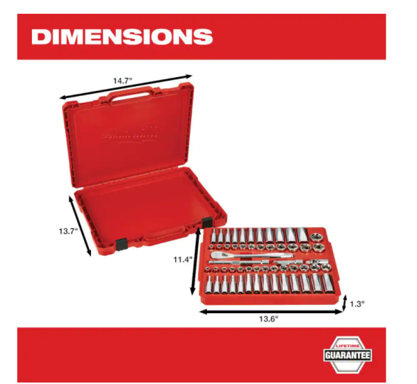 48-22-9008 3/8 in. Drive SAE/Metric Ratchet and Socket Mechanics Tool Set (56-Piece)