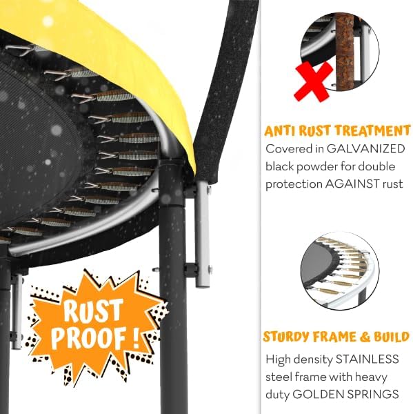 JUMPZYLLA Trampoline 8FT 10FT 12FT 14FT 15FT 16FT Trampoline with Enclosure - Recreational Trampolines with Ladder and AntiRust Coating, ASTM Approval Outdoor Trampoline for Kids