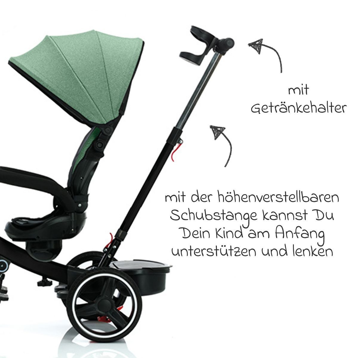 Dreirad-Kinderwagen Niki 360 - Schwarz Grün
