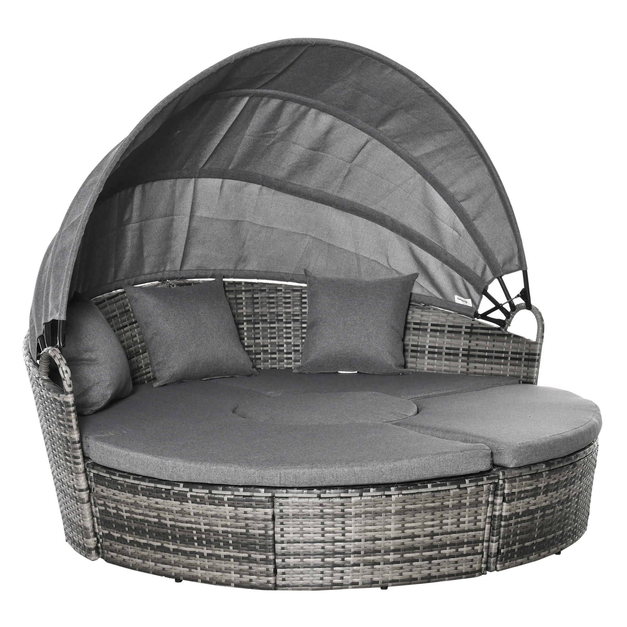 Outsunny Sonneninsel Loungeinsel Gartenmöbel-Set,  inkl. Polster, 175 cm x 180 cm x 147 cm, Grau