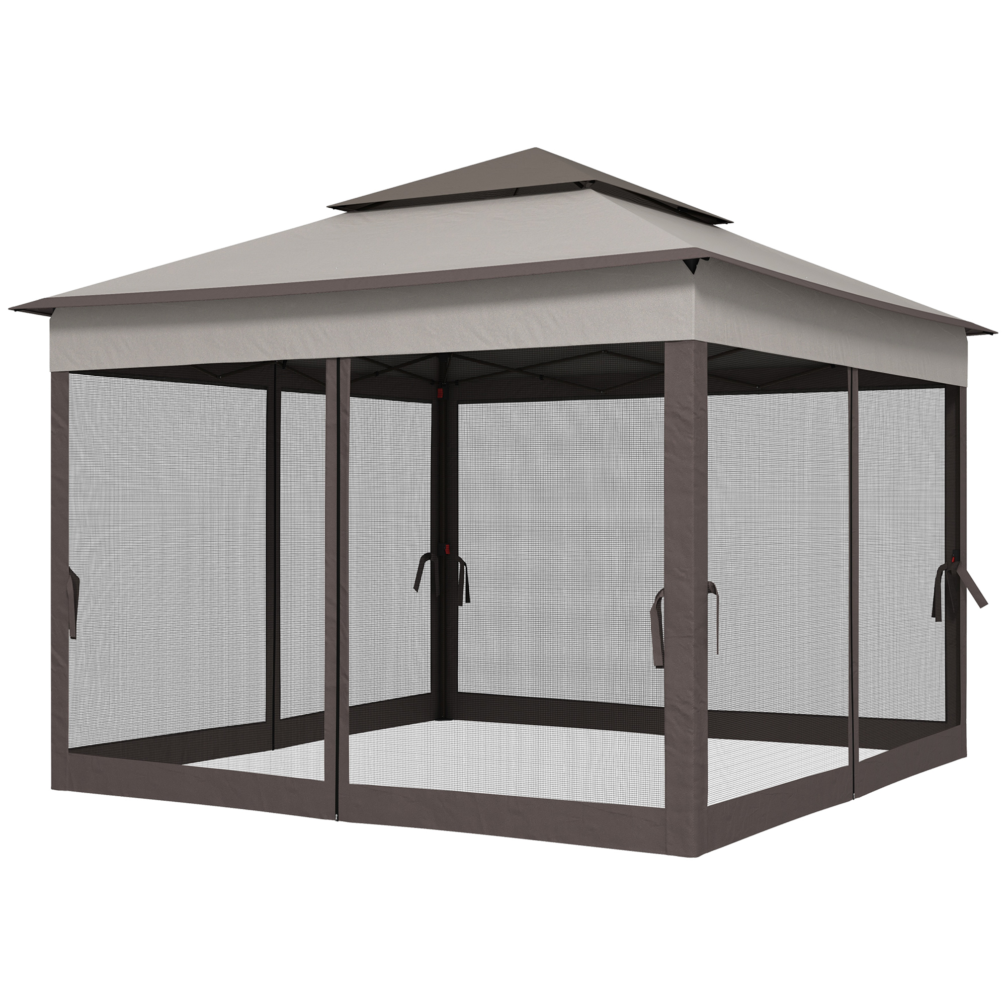 Outsunny Faltpavillon mit Seitenwänden Grau 3,25 x 3,25 x 2,7 m
