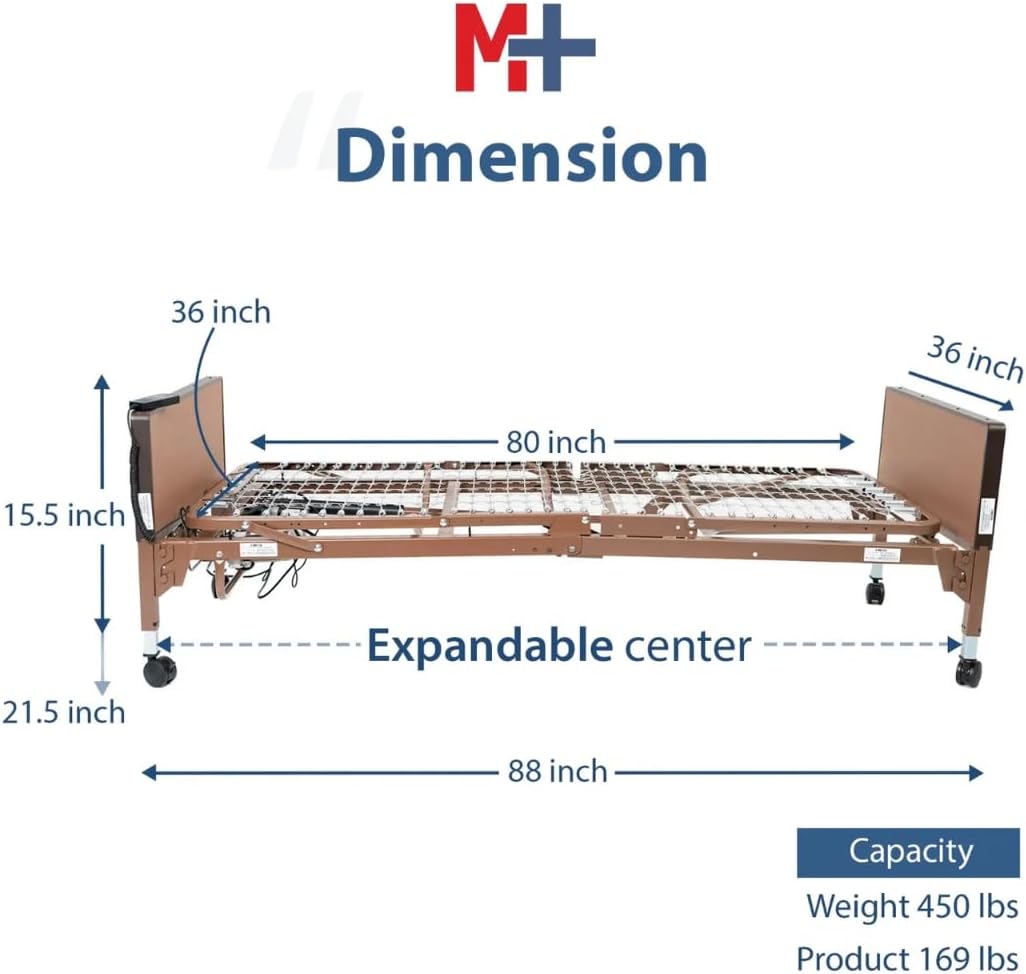 Fully Electric Hospital Bed Set, Foam Mattress, Half Rails