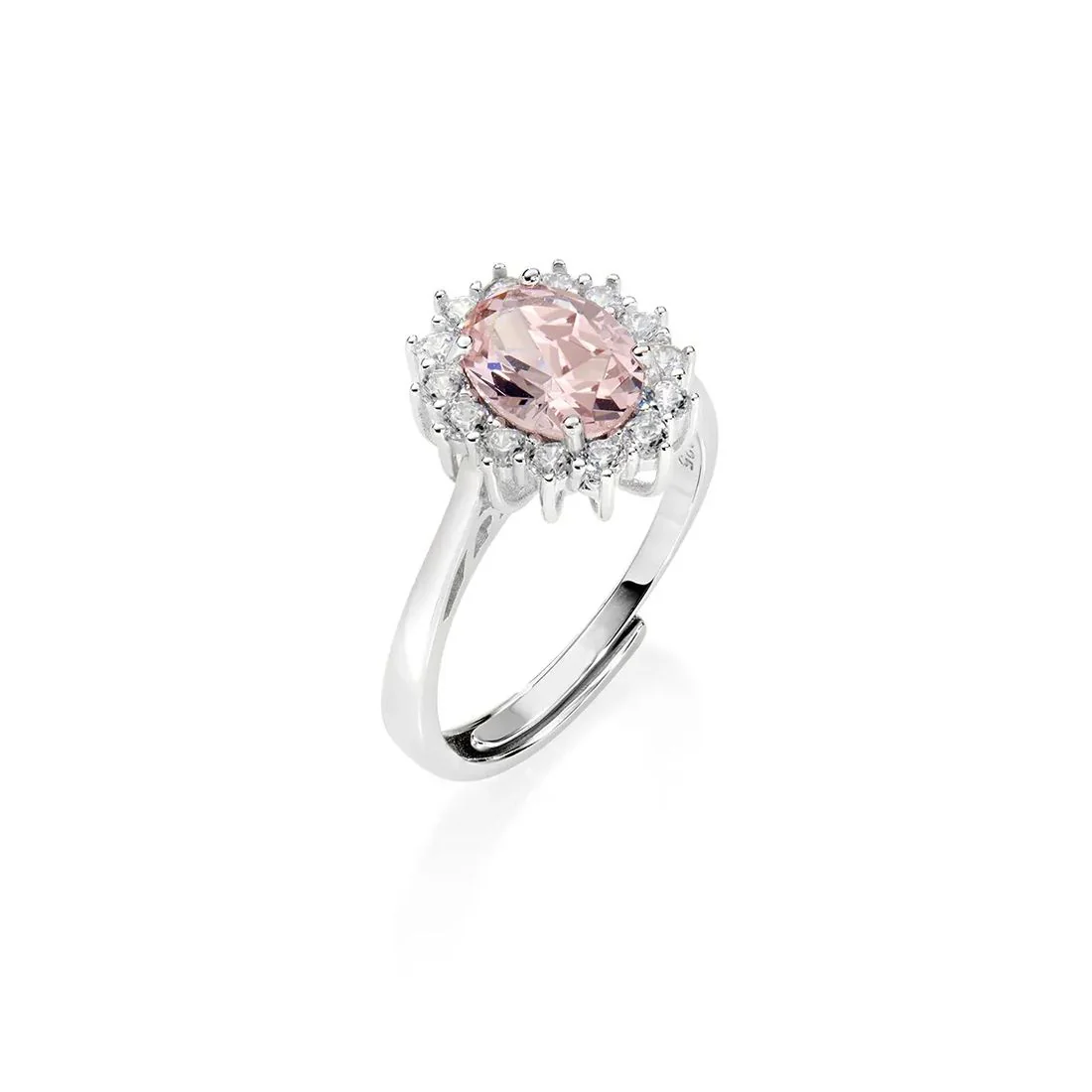 Anello Amen Royal Lady con pietra rosa ovale adattabile ANLDGBBMO