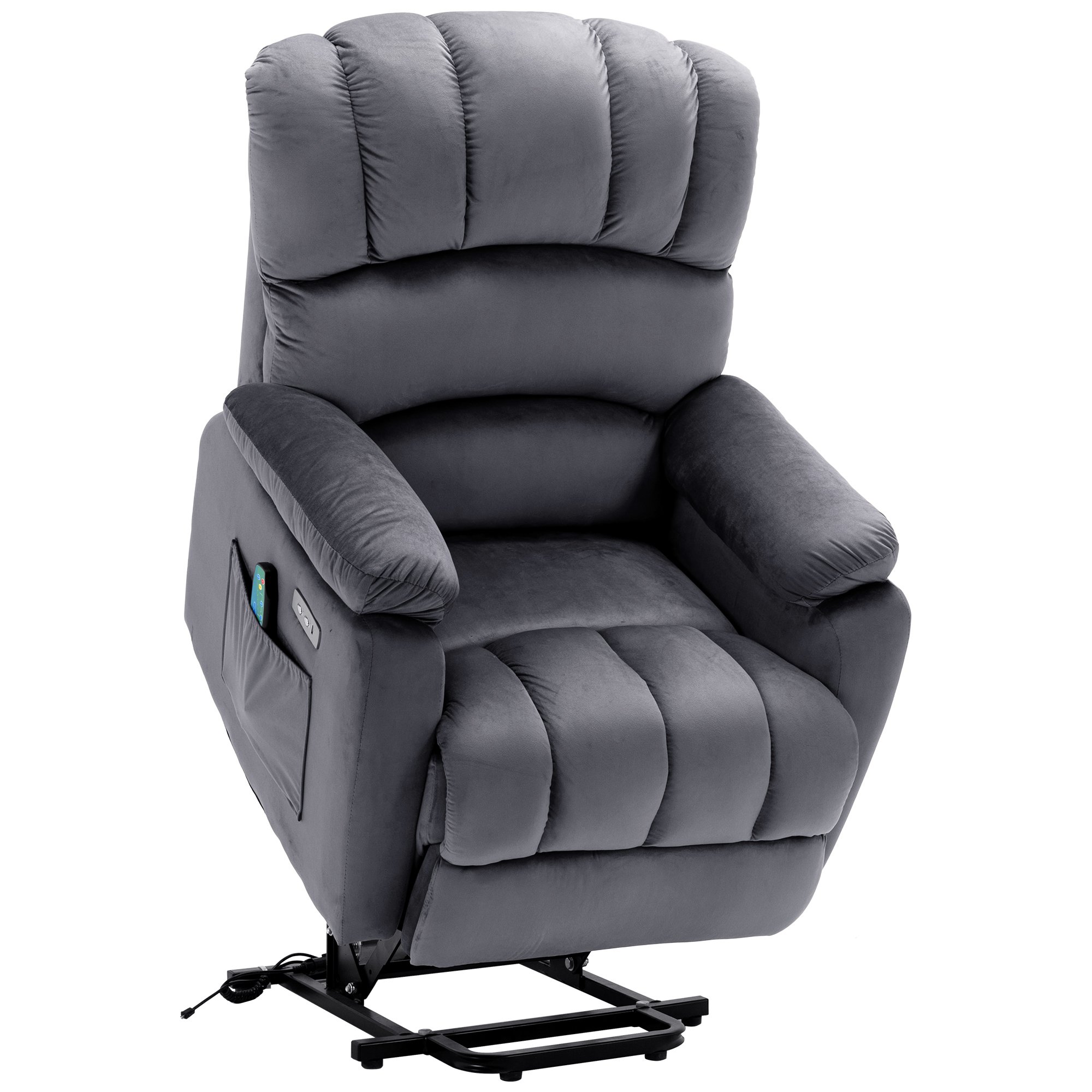 Elektrischer Relaxsessel mit Massage und Wärmefunktion, 91x96x110 cm, Für Entspannung und Zuhause, Grau