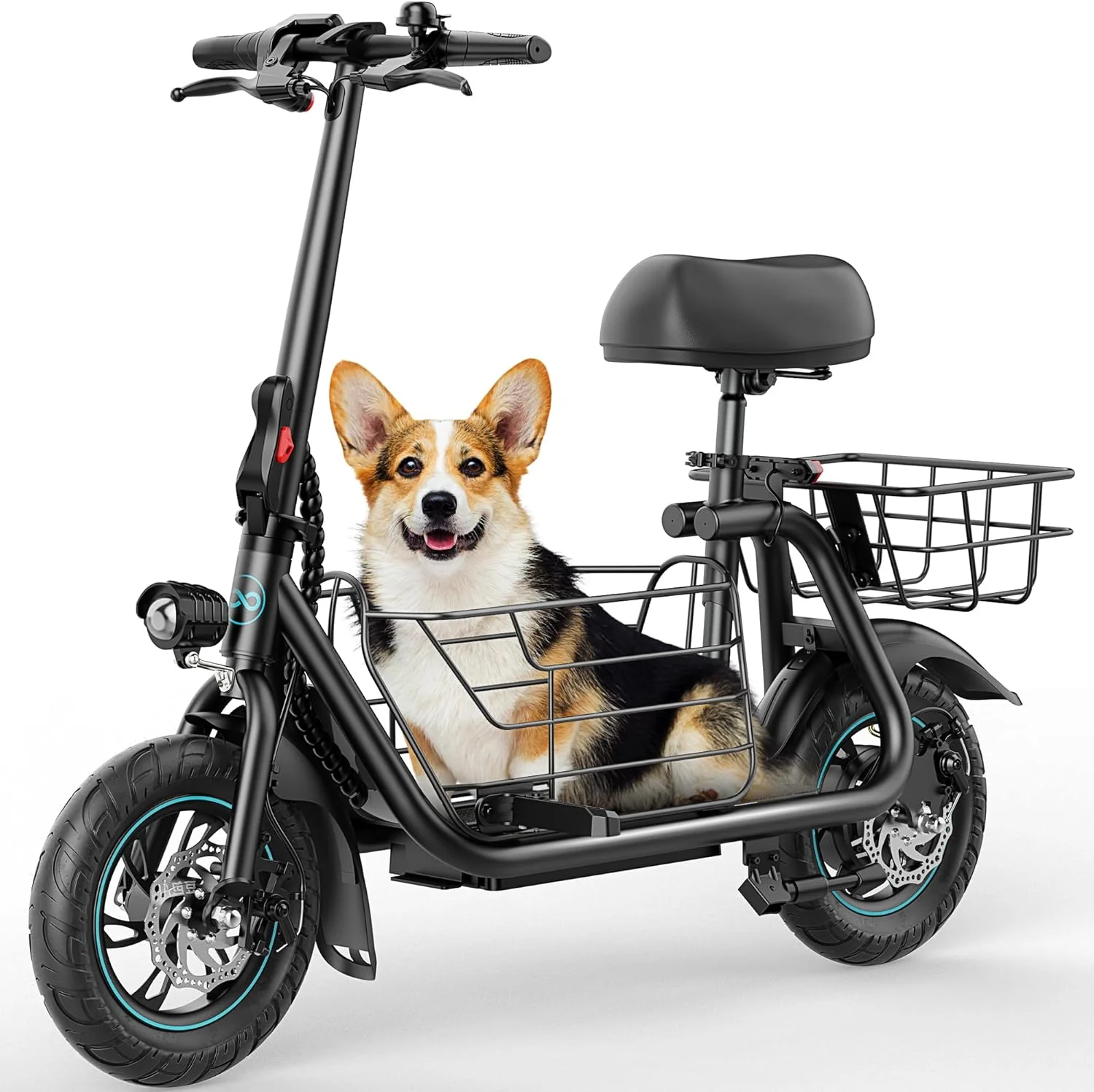 Electric Scooter with Large Basket, 550W Motor