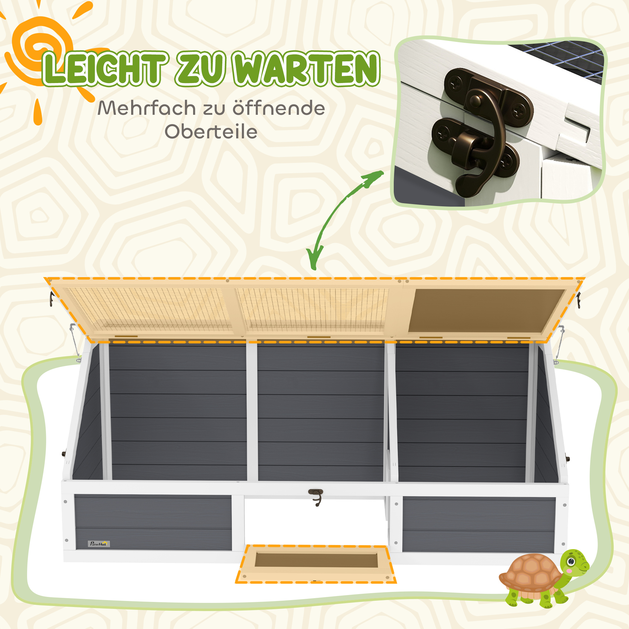 Schildpaddenverblijf, Buiten Schildpaddenkooi, Bodemloos Ontwerp, Gemakkelijk te Openen, Lichtgrijs