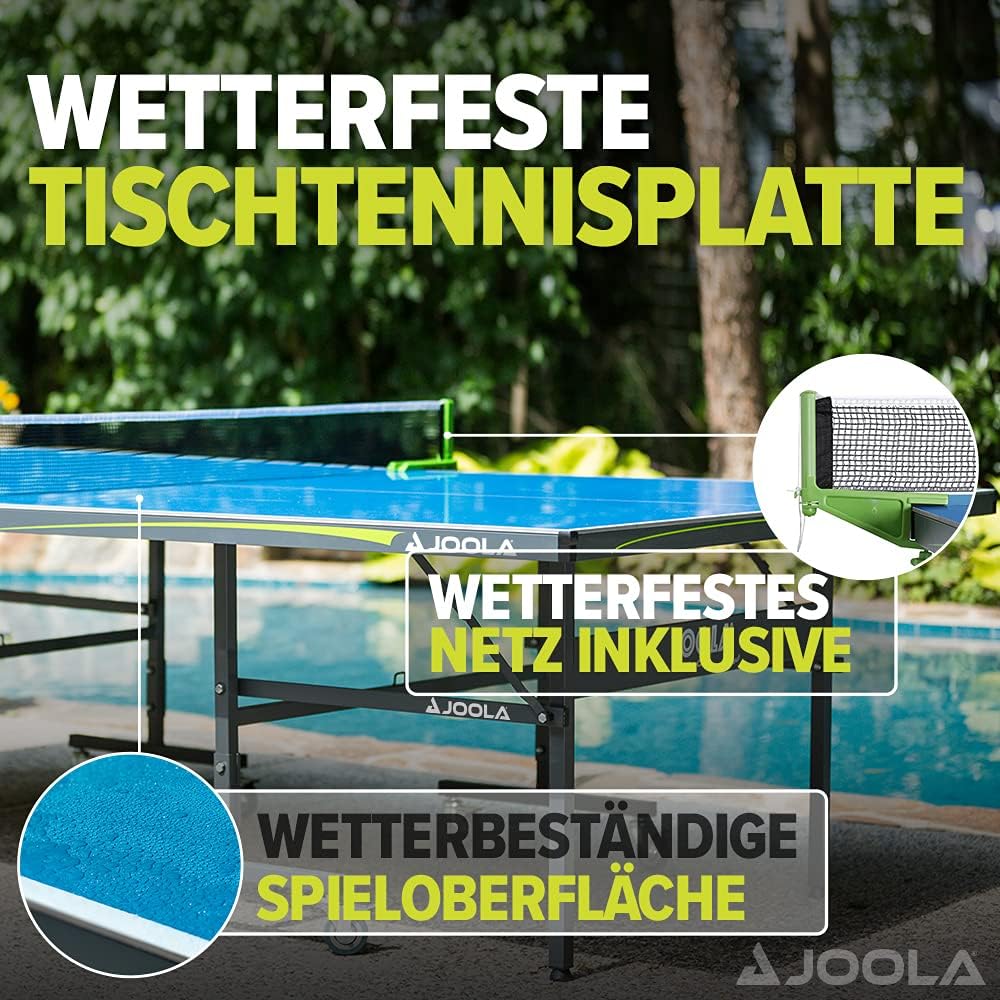 JOOLA Tavolo da ping pong professionale per esterni, 6 mm, superficie composita in alluminio, resistente alle intemperie, pieghevole, con rete inclusa