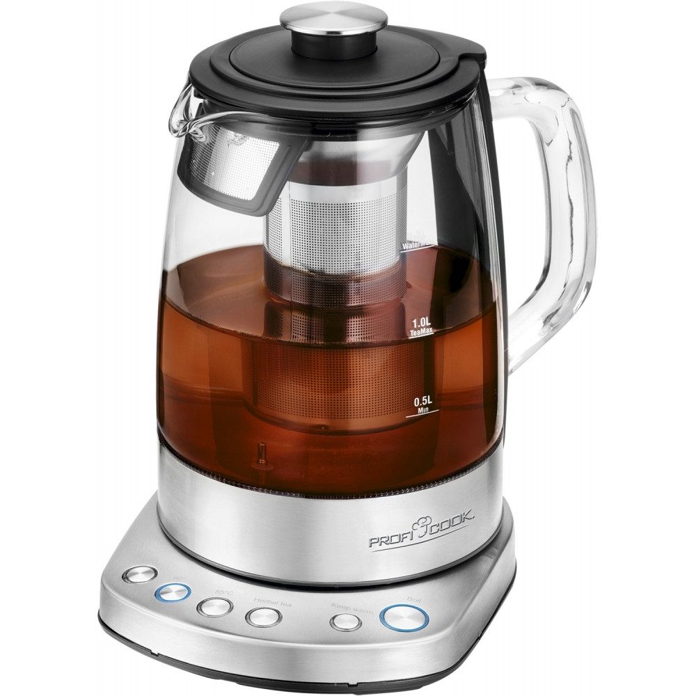 Wasserkocher ProfiCook 501167 Wasserkocher aus Edelstahl und Glas silber