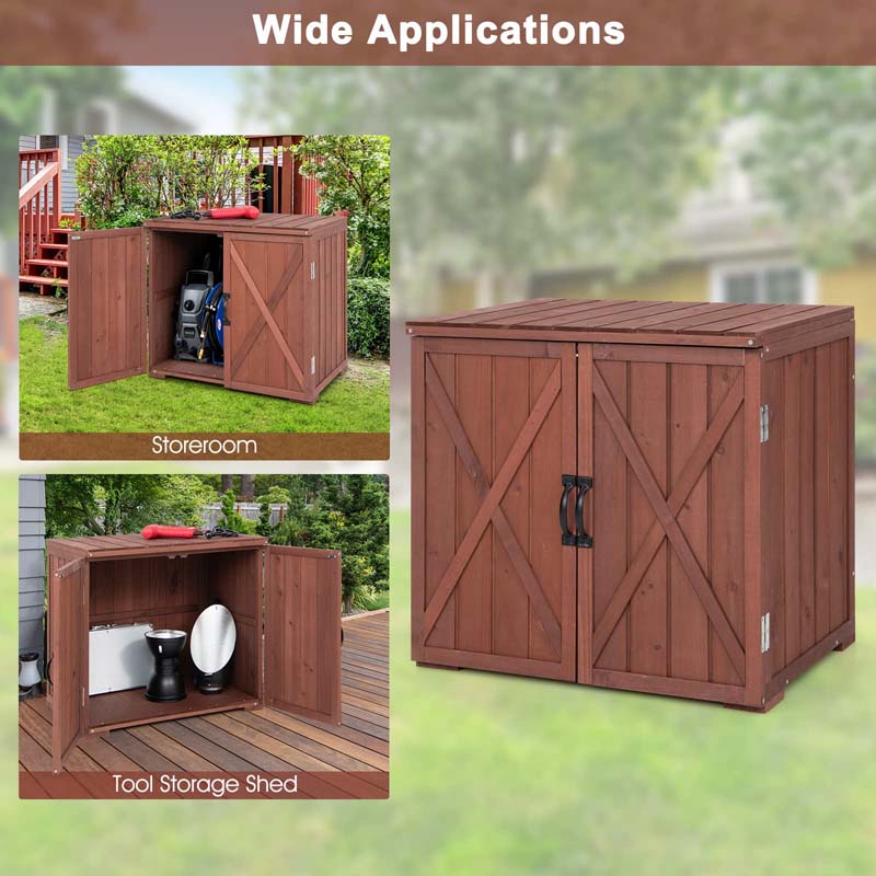 Eletriclife Outdoor Wooden Storage Cabinet with Double Doors
