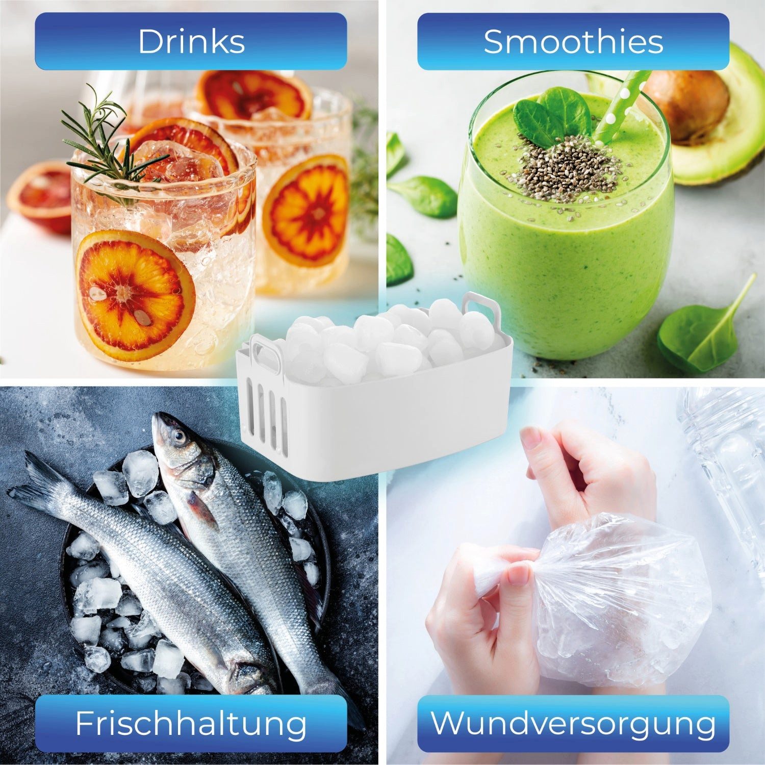 Eiswürfelmaschine 10 Eiswürfel in 7-9 Minuten, 15 kg Eiswürfel pro Tag, 2 Eiswürfelgröß…
