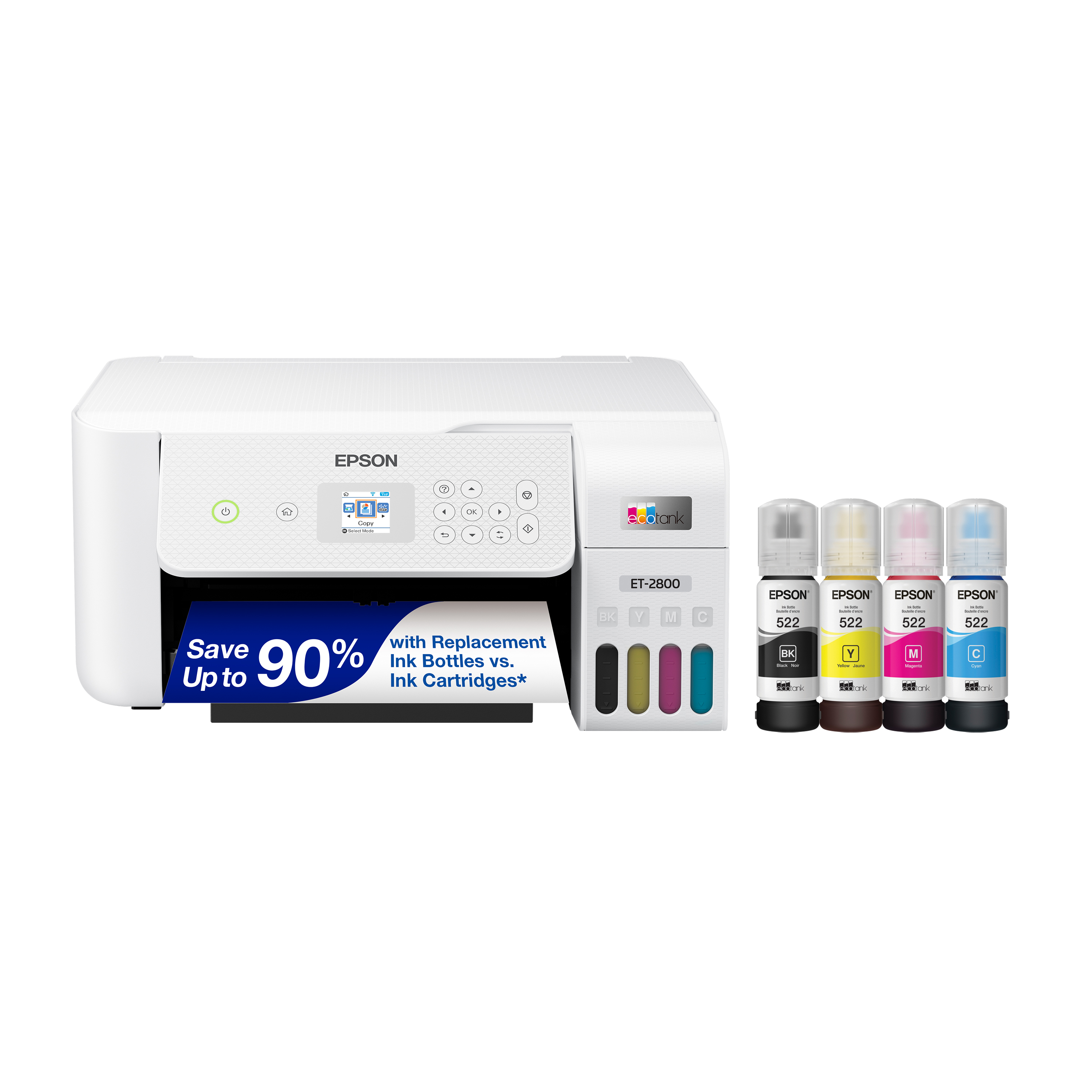 2025 Epson – Stampante a getto d'inchiostro Supertank All-in-One wireless EcoTank ET-2800 – Bianca