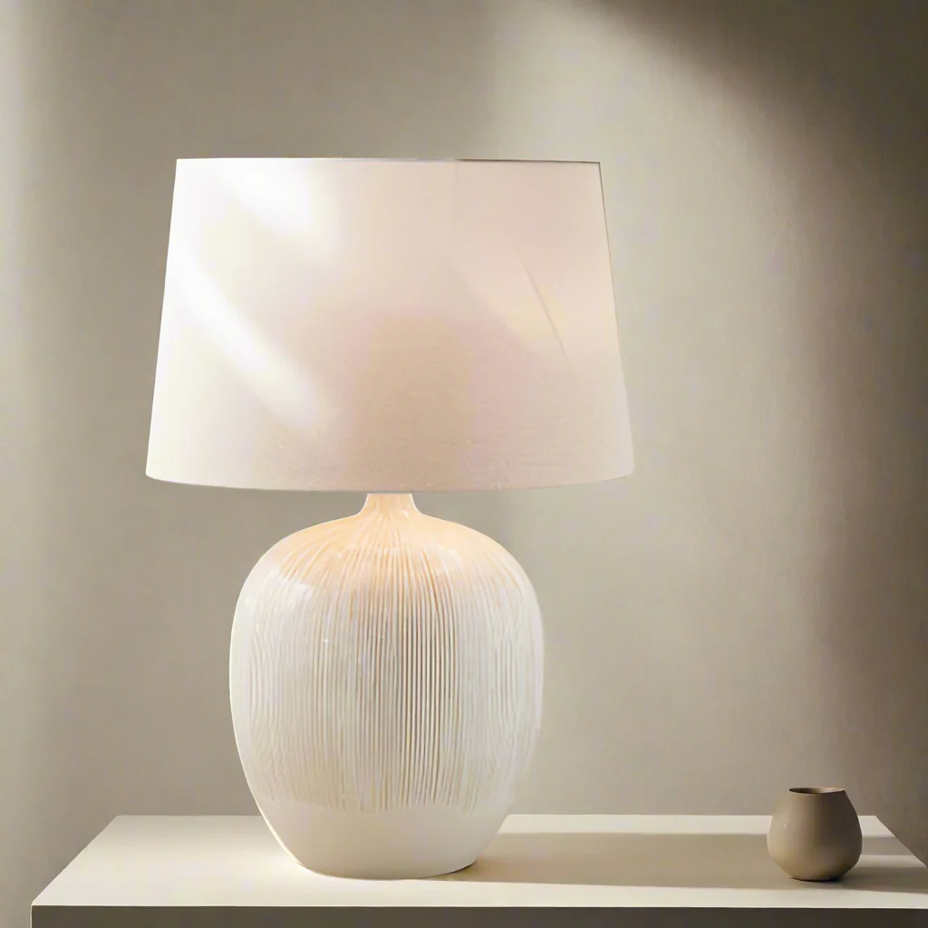 Cream to Natural Ombre Ceramic Table Lamp with Tapered Shade �C Scandi-Style Lighting