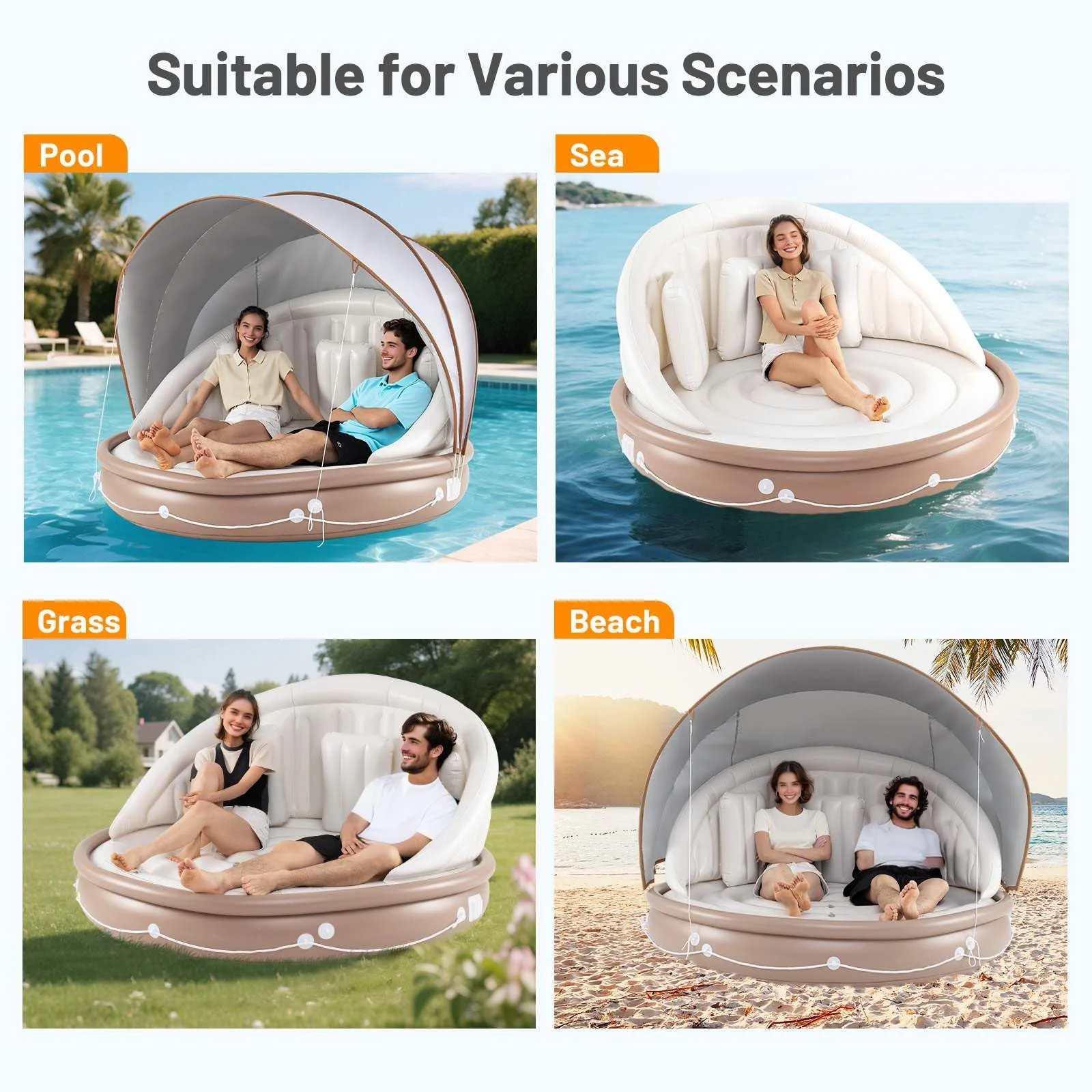 Inflatable Canopy Island w/Retractable & Removable Canopy SPF50+