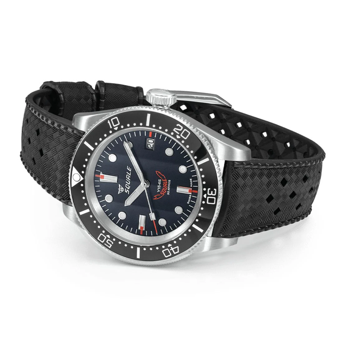 Orologio Squale 1545 nero bracciale gomma ghiera ceramica sub 300mt 1545BKBKC.HT