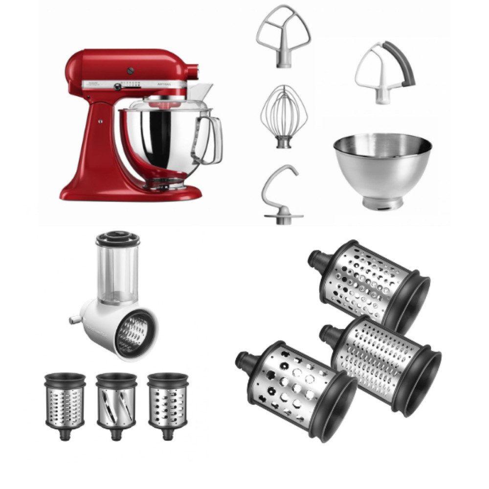 Küchenmaschine KitchenAid 5KSM175PS mit Gemüseschneider und 3 Zusatztrommeln