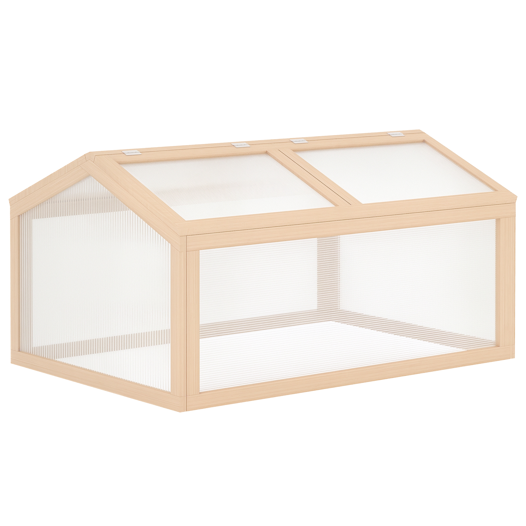 Outsunny Frühbeet Gewächshaus Treibhaus Frühbeetkasten Pflanzenbeet mit Abdeckung aus Holz und Polycarbonat wetterfest Natur 102 x 71 x 53 cm