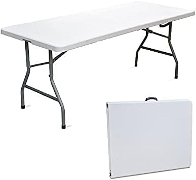 A.M.C. Folding Rectangular Table in HDPE Folding Case Garden Fair Market PIC NIC Camping in Hard Resin 180 x 75 x 74 cm Space-Saving Folding Table