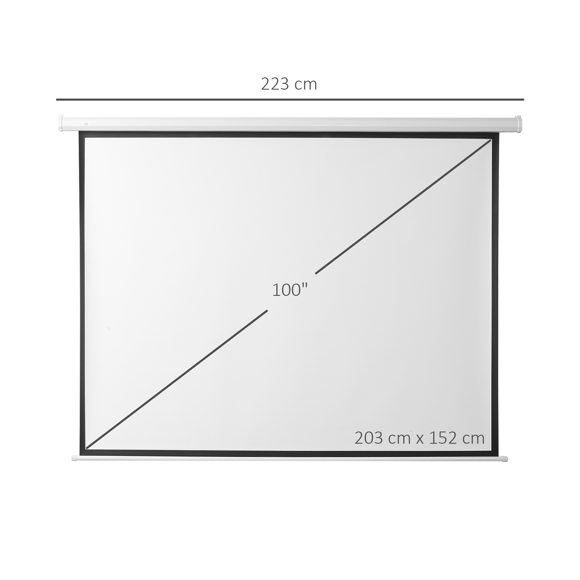 Projectiedoek- Elektrisch, 100 Inch, 4:3, 203x152 cm, Wit
