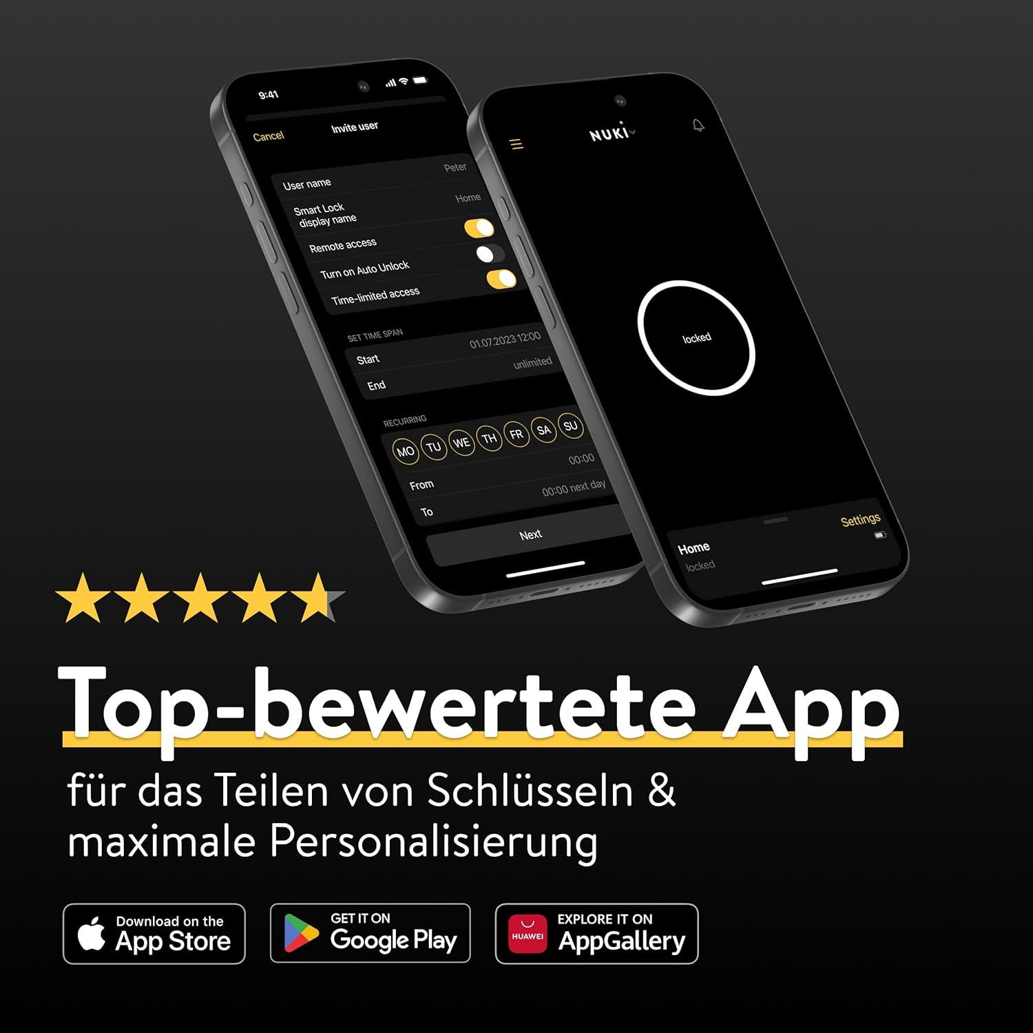 Nuki Smart Lock Pro mit Bluetooth, WLAN & Matter, für mühelose Integration ins Smart Home, elektronisches Türschloss ermöglicht Tür aus der Ferne zu sperren, einfach zum Nachrüsten ohne Zylindertausch