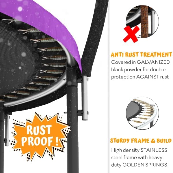 JUMPZYLLA Trampoline 8FT 10FT 12FT 14FT 15FT 16FT Trampoline with Enclosure - Recreational Trampolines with Ladder and AntiRust Coating, ASTM Approval Outdoor Trampoline for Kids