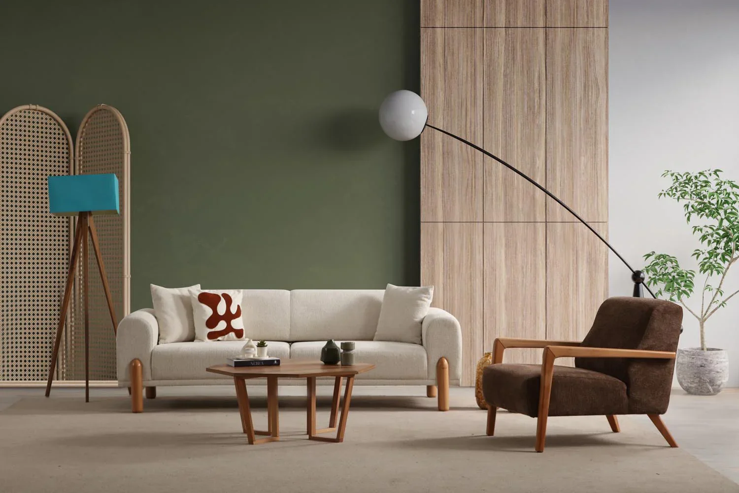 Lyke 3 Sitzer Bettsofa - Sahne