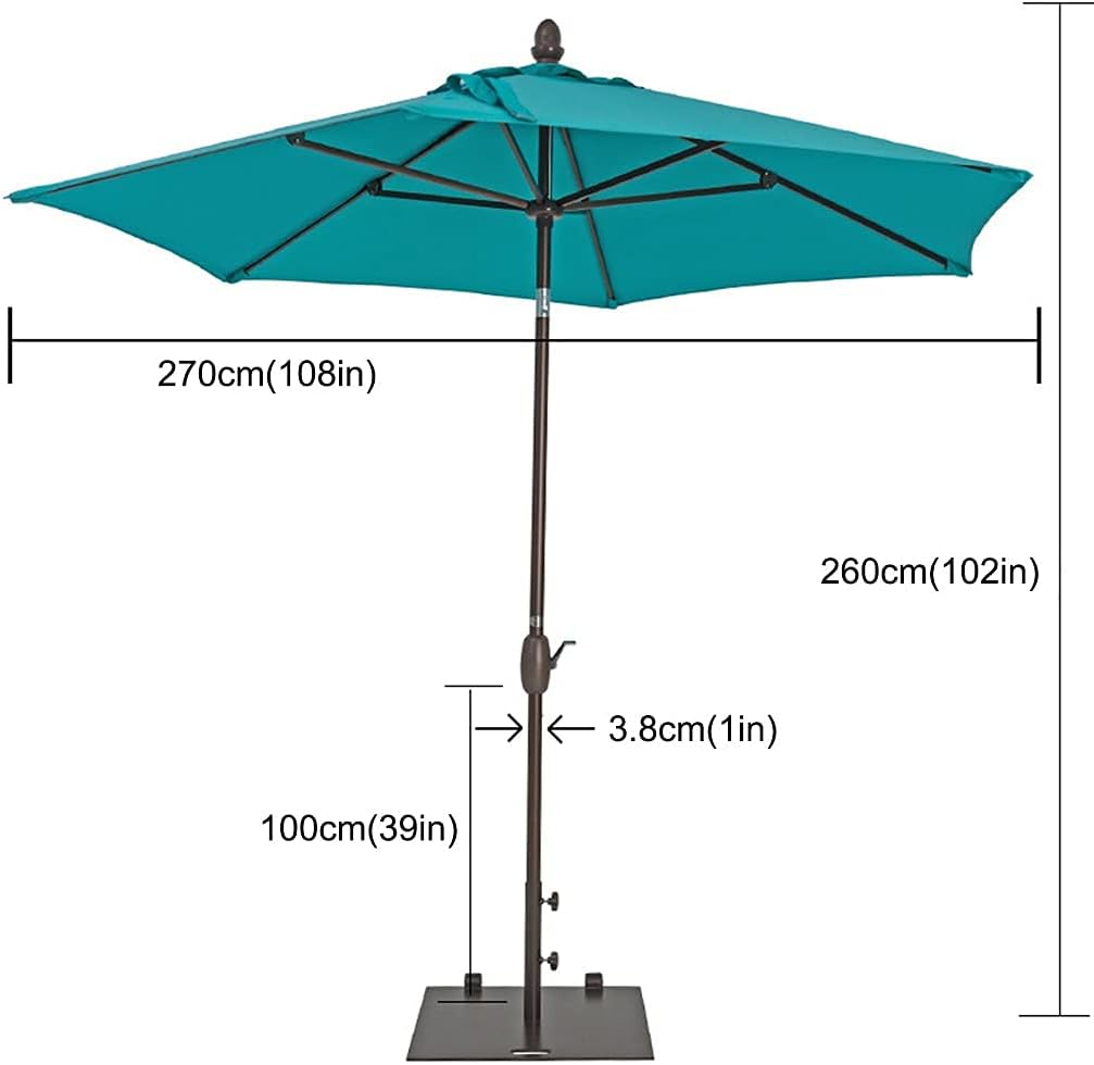 Strandschirm, 275 cm Aluminiumstange mit Druckknopf, neigbar, Sonnenschirm mit Kurbel, Gartenschirm für Strand, Pool, Terrasse, Garten good