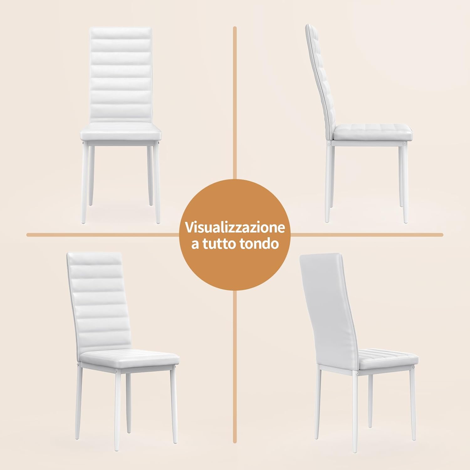 Bealife Set di 6 Sedie da Pranzo con Schienale Alto Imbottite Moderne per Cucina e Sala da Pranzo, Grigio Scuro Flanella