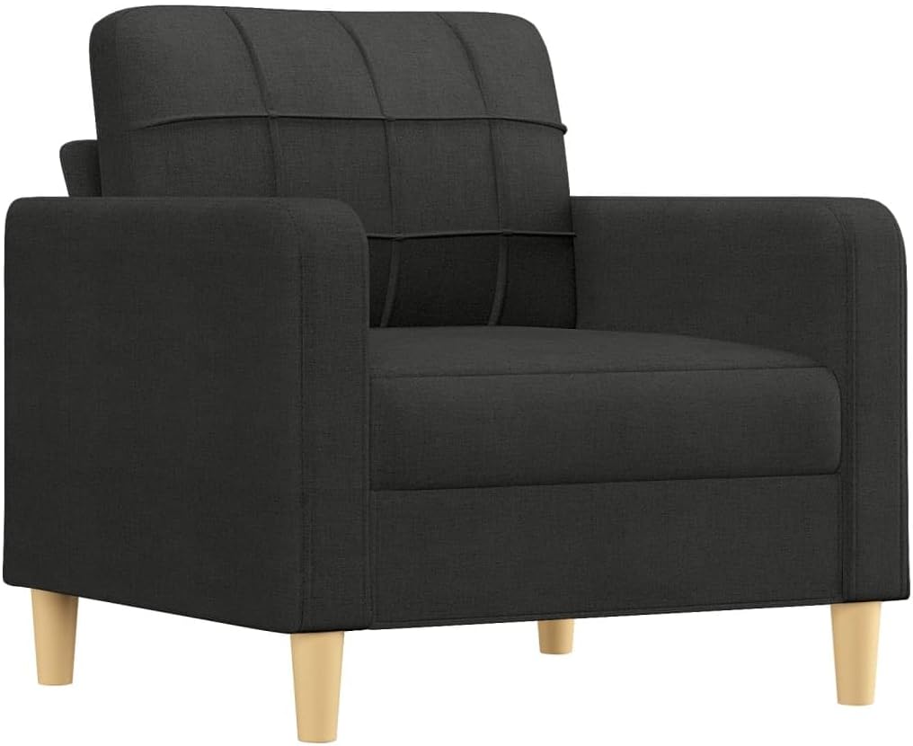 Gecheer Set di 3 divani da salotto moderni, 6 posti, in tessuto nero