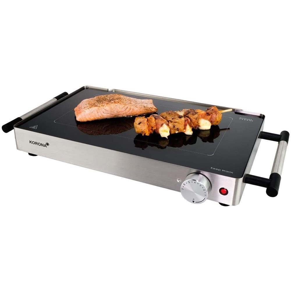 Tischgrill KORONA Glas-Grill 46100 Tischgrill 800W Edelstahl Warmhalteplatte