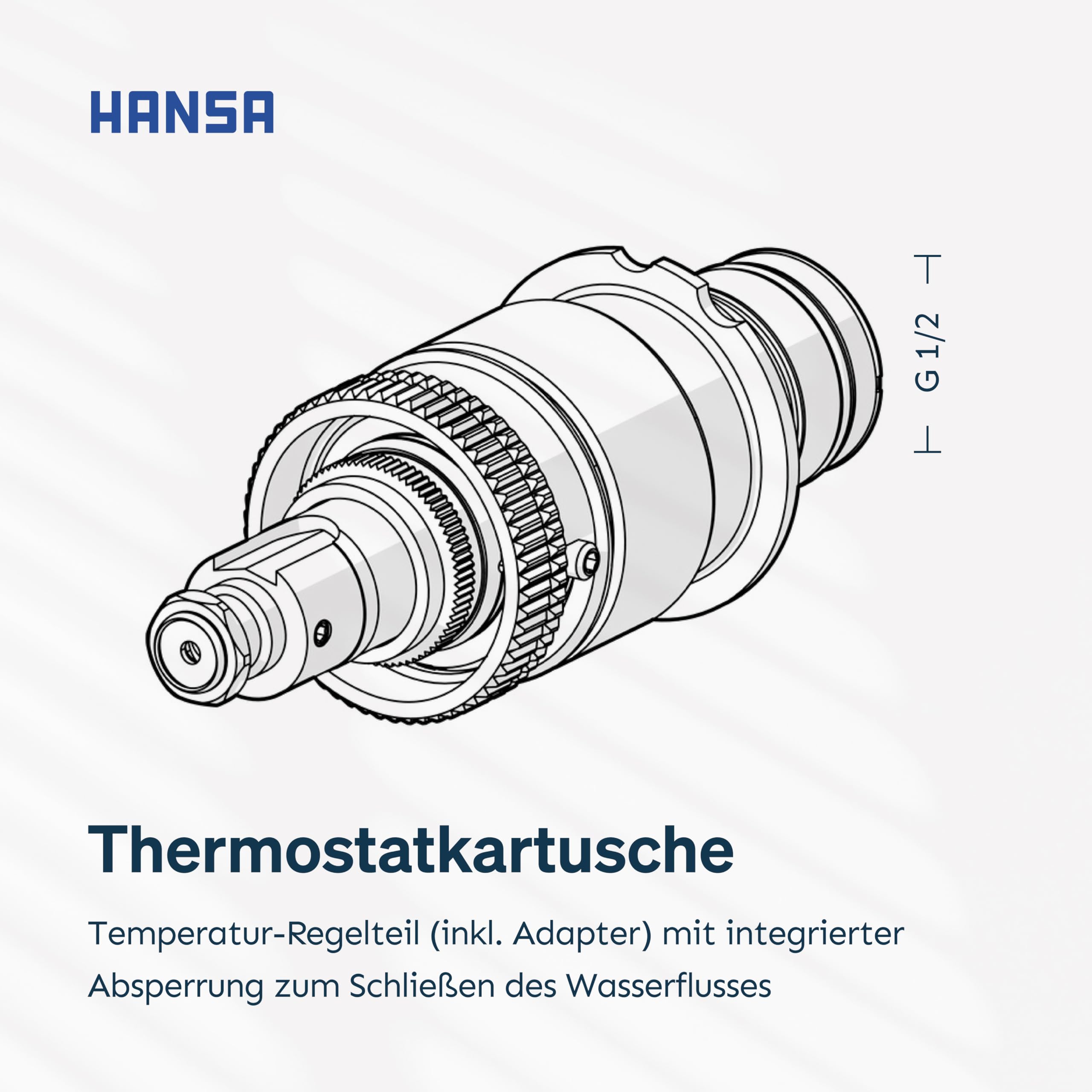 HANSA Thermostatkartusche mit Absperrung und Schmutzfilter G 1/2 DN 15 Messing für Duschthermostat Badarmatur