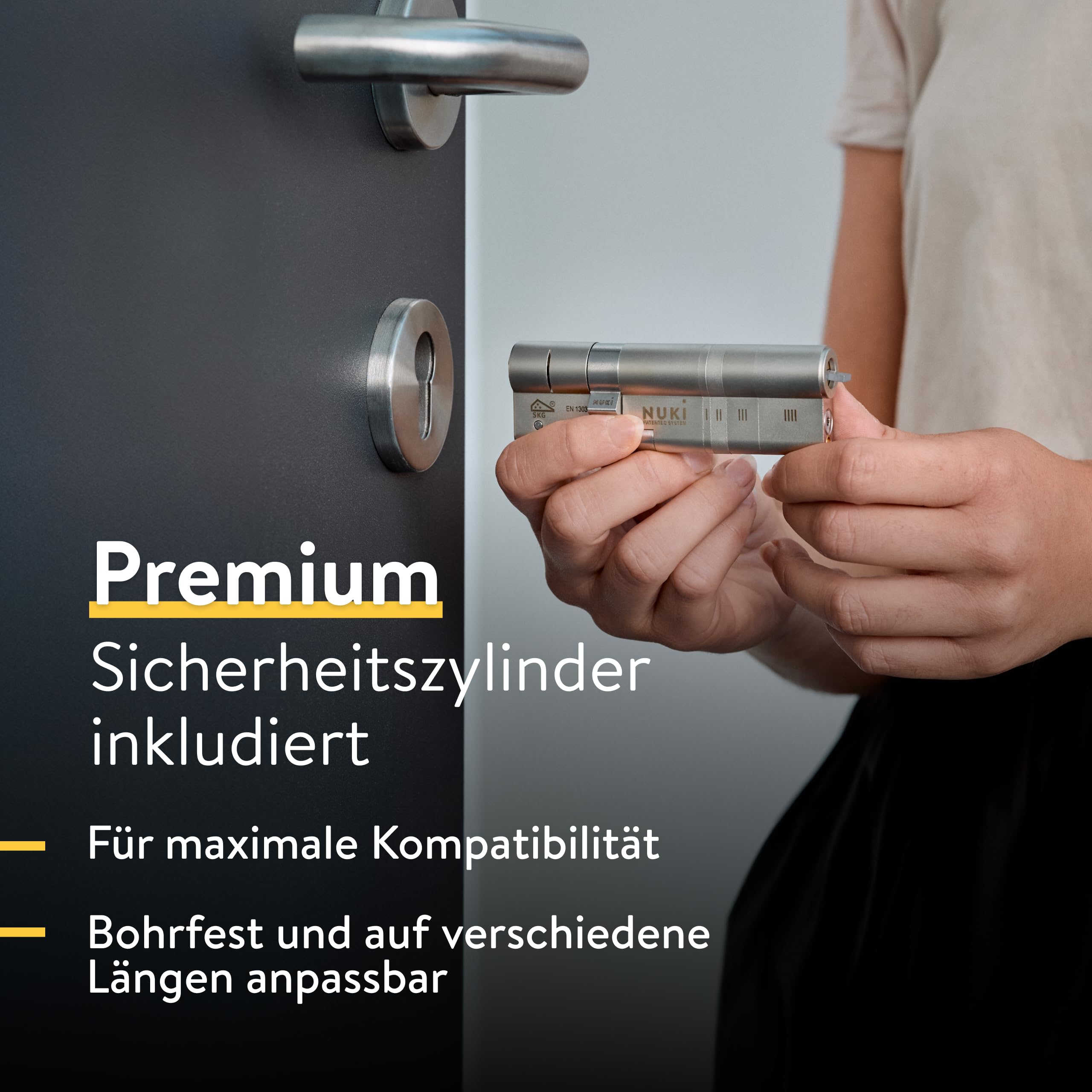Elektronisches Türschloss Smart Lock Ultra Bluetooth WLAN Matter mit Universal Cylinder One-Touch-Lock