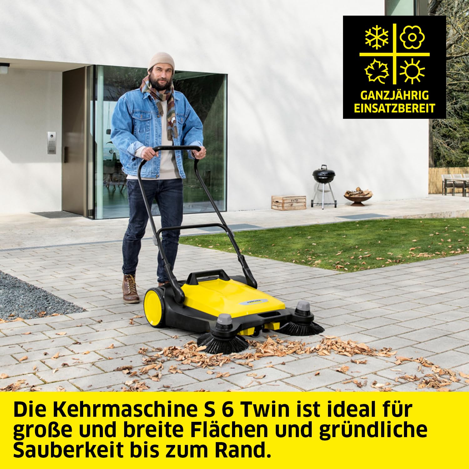 Kehrmaschine S 6 Twin mit 38 l Kehrgutbehälter und 2 Seitenbesen, max. 3000 m²/h