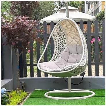Sedia a dondolo sospesa in rattan, per interni/esterni, comoda, design a nido di uccello, per balcone, relax e tempo libero a casa