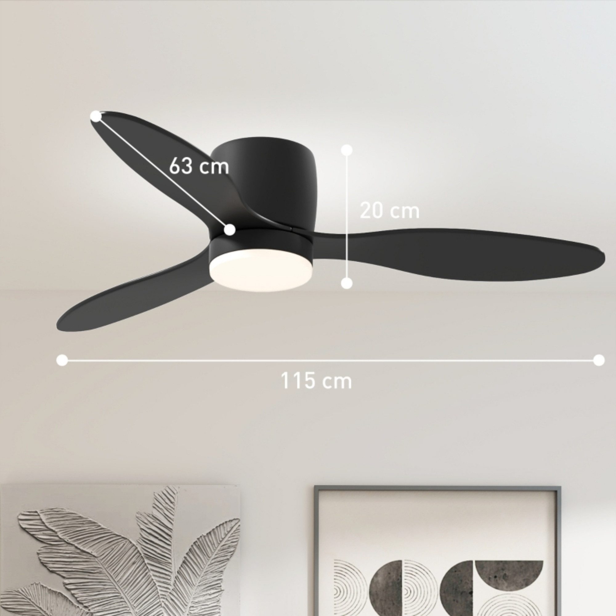 Deckenventilator Leiser Deckenventilator mit LED-Beleuchtung & Fernbedienung – Ø115 cm
