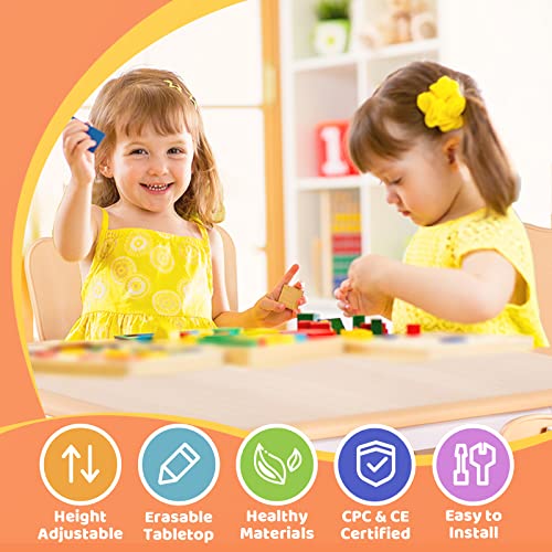 FUNLIO Tavolino con 2 Sedie per Bambini, Tavolino e Sedie per Bambini Regolabili in Altezza per Età 3 8 Anni per Aule/Case, Tavolo Bambini per Arti Facile da Pulire, Approvato CPC e CE (3 pezzi) : Casa e cucina