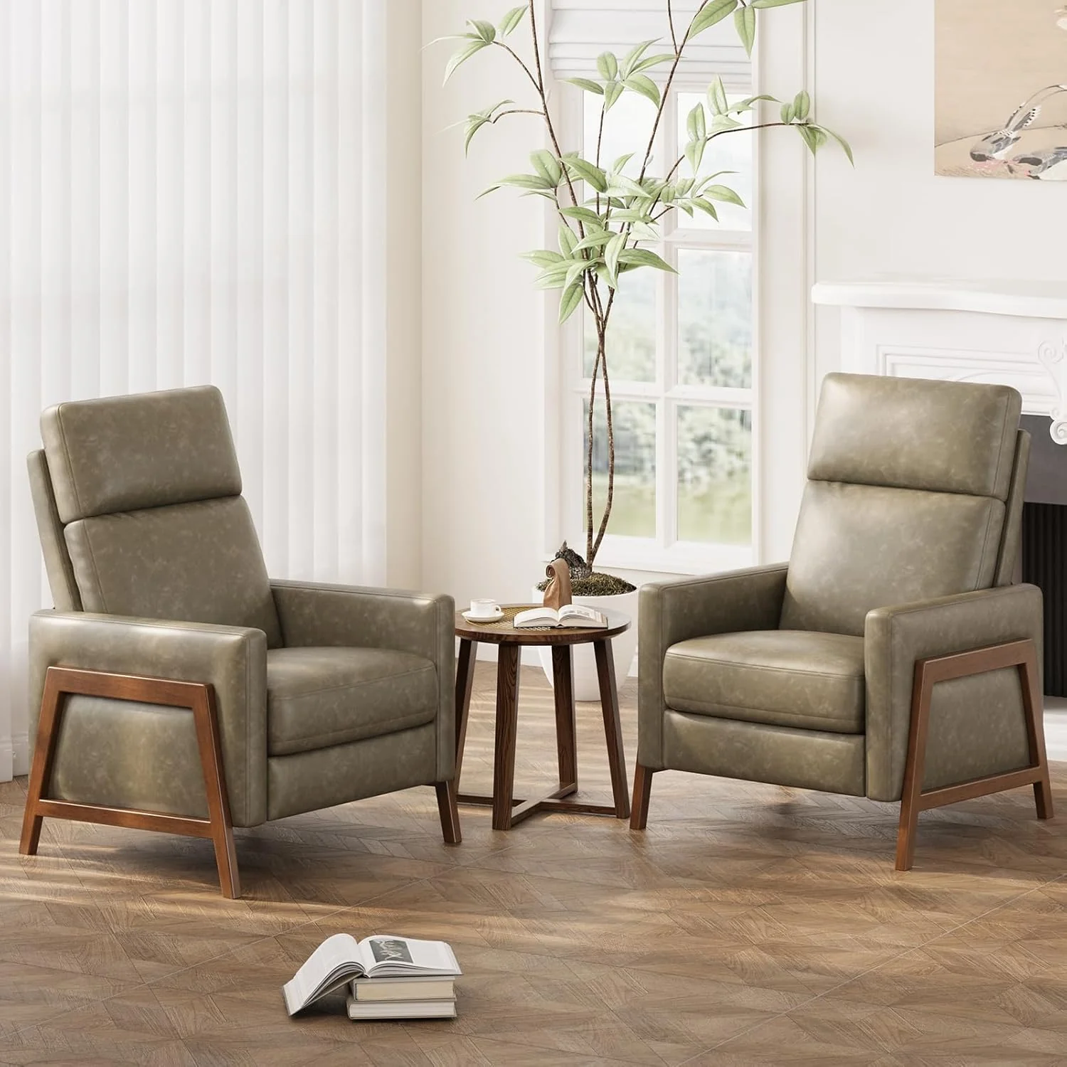 Push Back Recliner Chair Upholstered Leather Recliner