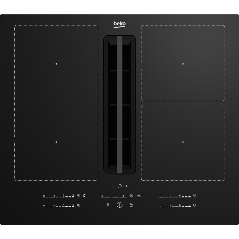 Beko HIXI 64700 UF / HIXI64700UF - Piano cottura a Induzione con Cappa Integrata Nero in Vetroceramica 60 cm - 4 zone