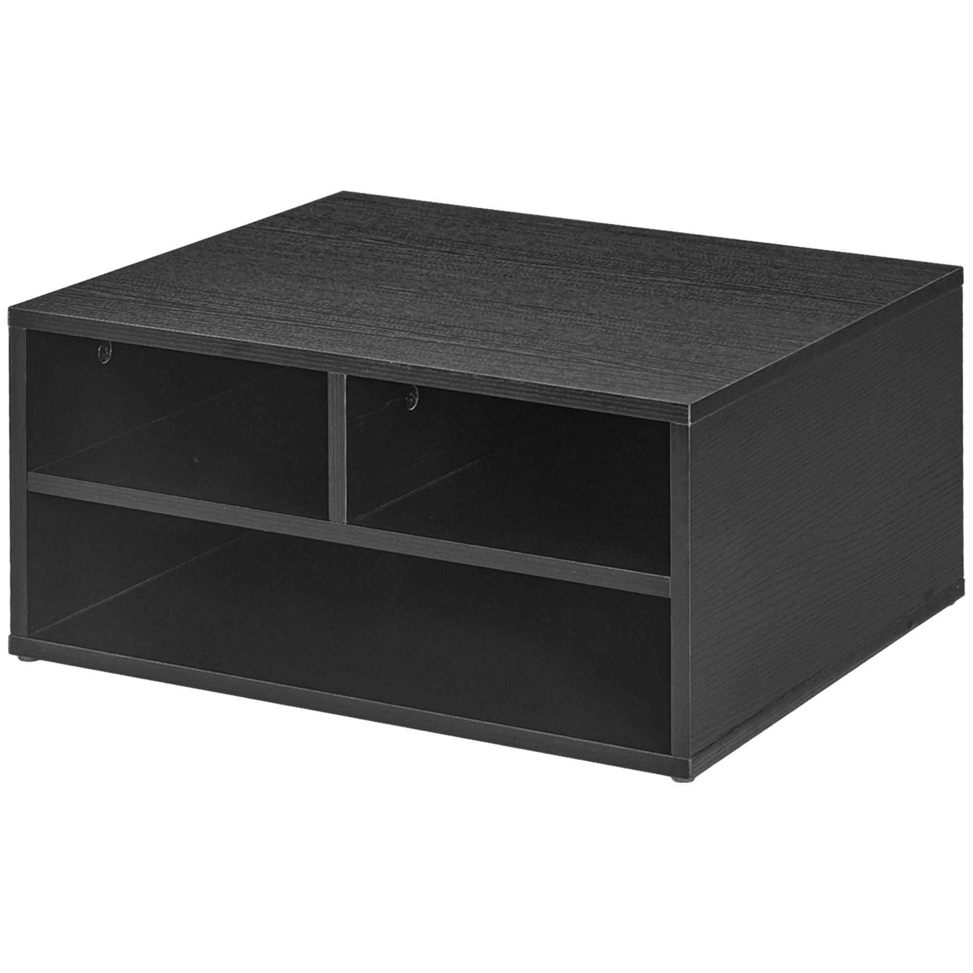 HOMCOM Mobile Porta Stampante - Bürodruckerwagen mit 3 offenen Regalen auf 2 Ebenen, 47x40x22,5 cm, Schwarz