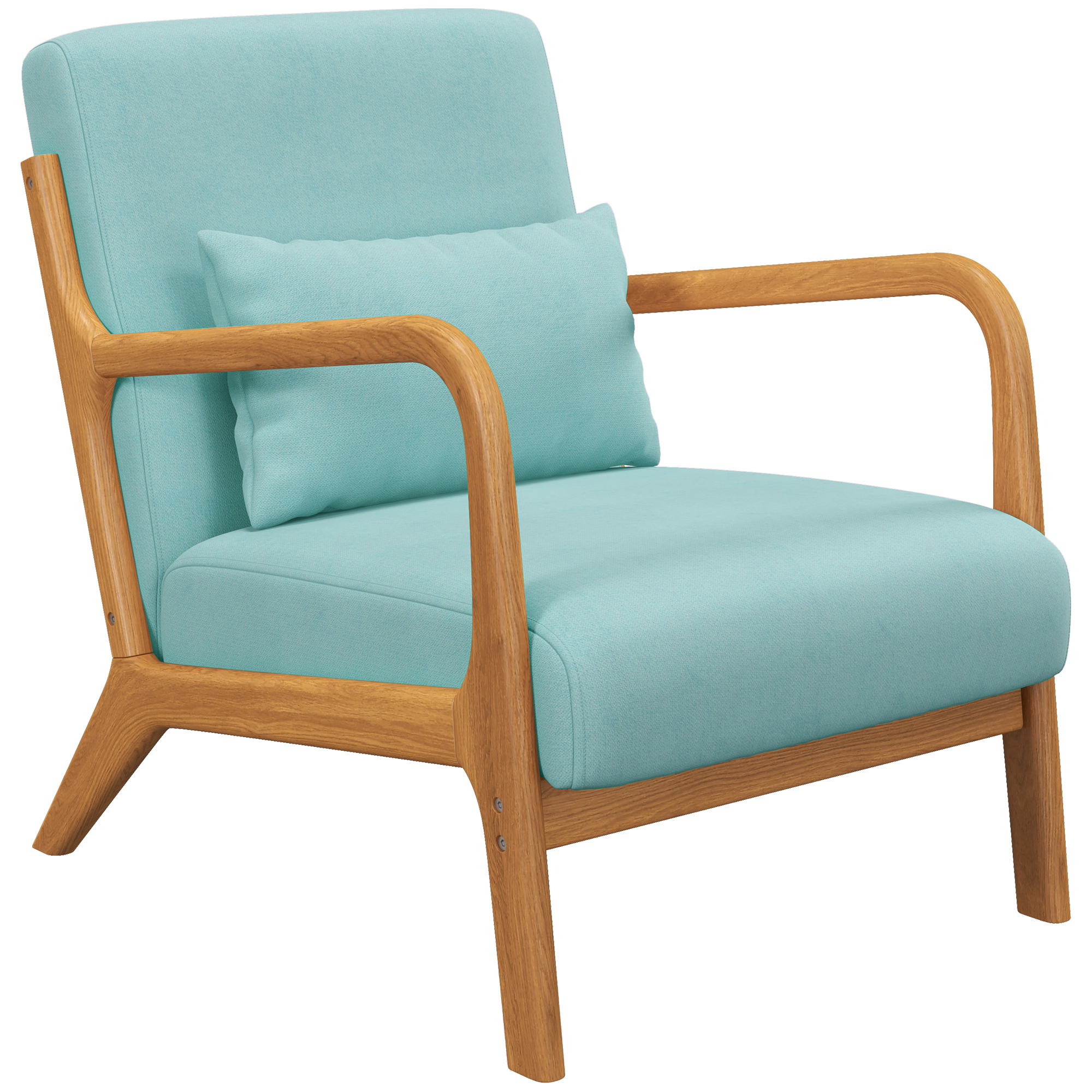 HOMCOM Lounge-Sessel mit Massivholzrahmen Lounge-Sessel - tiefe Sitzfläche - Armlehnen - Blauer Samtstoff