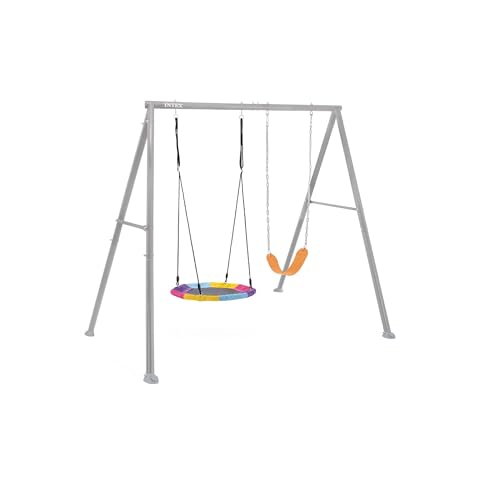 Intex 44126 Altalena da Giardino per Bambini con Seggiolino e Dondolo Nido, Acciaio, Grigio, 254x235x200 cm : Casa e cucina