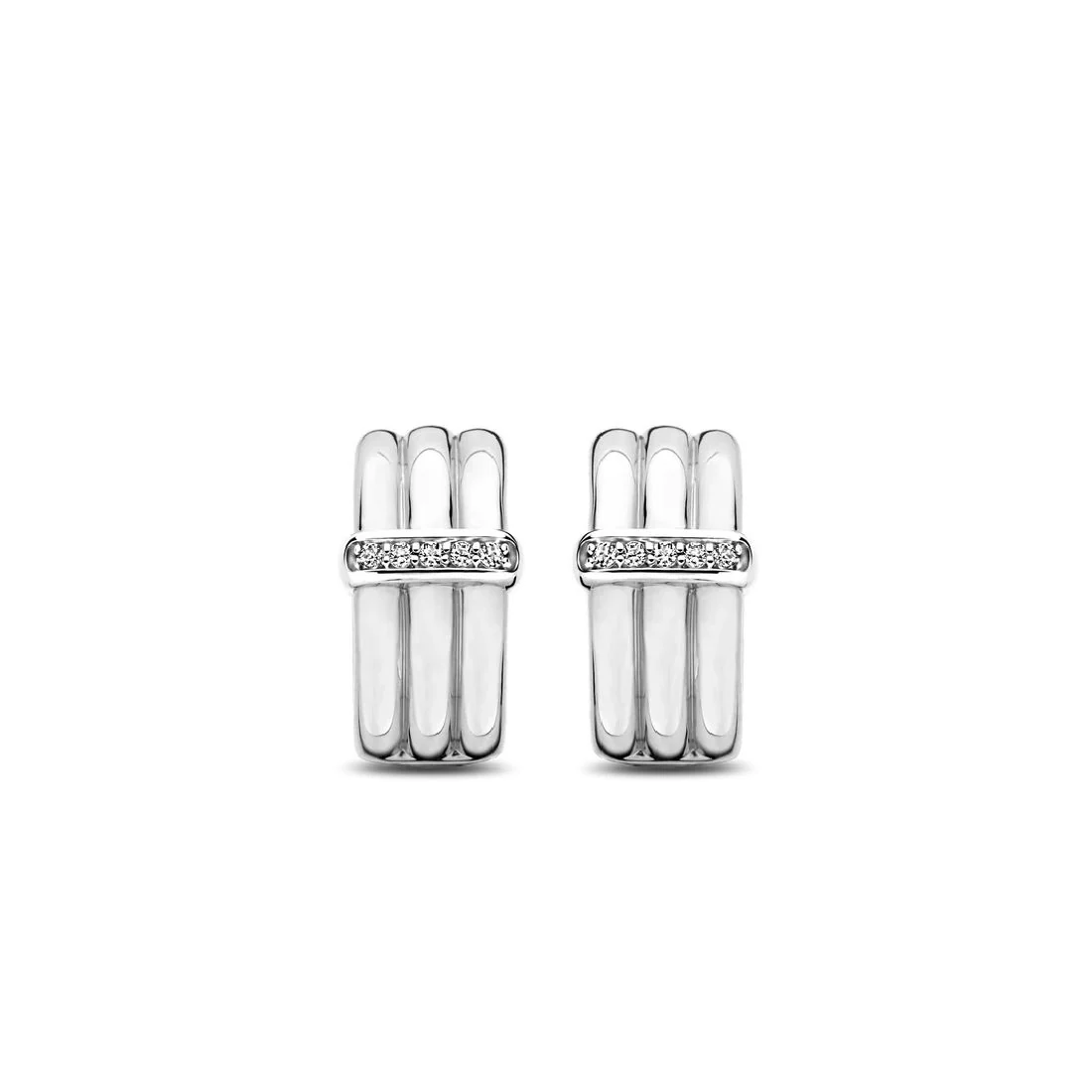 Orecchini Ti Sento Milano a tre cerchi in argento con zirconi 7979ZI