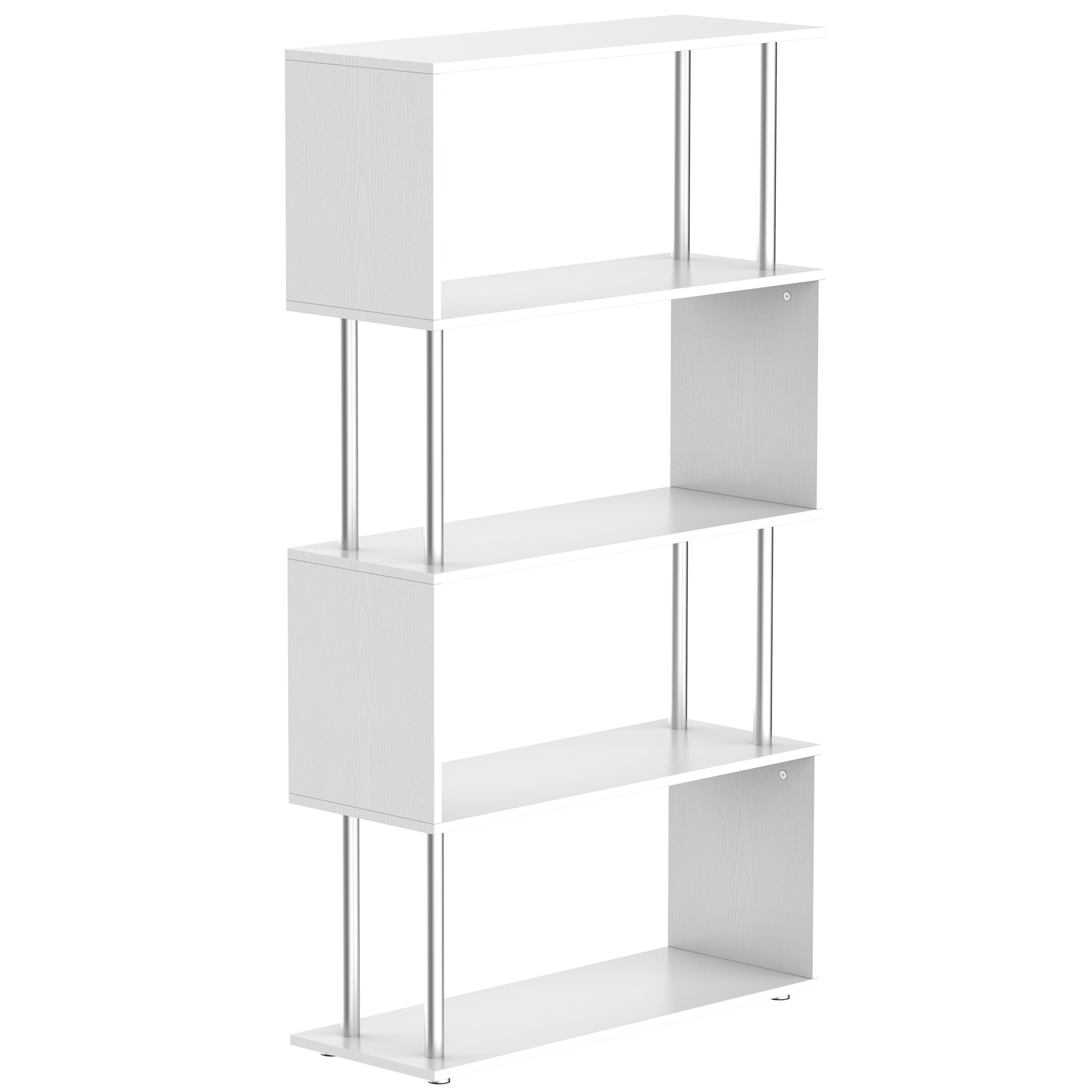 HOMCOM Standregal 4 Fächer Raumteiler Eckregal Wandregal Büroregal Weiß 80x30x145 cm